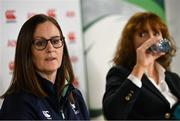 10 May 2023; IRFU Head of Women's Performance and Pathways Gillian McDarby, left, and Chair of the Women's Subcommittee Fiona Steed during the IRFU Women In Rugby press briefing at the IRFU High Performance Centre at the Sport Ireland Campus in Dublin. Photo by David Fitzgerald/Sportsfile