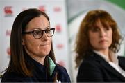 10 May 2023; IRFU Head of Women's Performance and Pathways Gillian McDarby, left, and Chair of the Women's Subcommittee Fiona Steed during the IRFU Women In Rugby press briefing at the IRFU High Performance Centre at the Sport Ireland Campus in Dublin. Photo by David Fitzgerald/Sportsfile