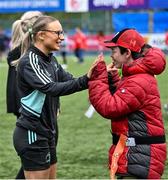 10 May 2023; Leinster rugby player Emma Tilly with Leo Brennan during a Leinster Rugby Inclusion Rugby open day at Energia Park in Dublin. Photo by Piaras Ó Mídheach/Sportsfile