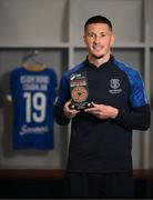 11 May 2023; Ronan Coughlan of Waterford with his award for the SSE Airtricity / SWI Player of the Month for April 2023 at the Waterford Regional Sports Centre. Photo by Stephen McCarthy/Sportsfile