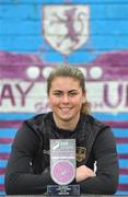 12 May 2023; Jenna Slattery of Galway United with her SSE Airtricity Player of the Month Award for April 2023 at Eamonn Deacy Park in Galway. Photo by Ray Ryan/Sportsfile