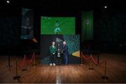 10 May 2023; Republic of Ireland manager Vera Pauw and FAI president Gerry McAnaney with the FIFA Women’s World Cup trophy, part of the FIFA Women’s World Cup Trophy Tour in Dublin, at The Mansion House. The FIFA Women’s World Cup Trophy Tour began in February and is visiting all 32 of the tournament’s participating nations – more countries than ever before! The tour is ‘Going Beyond’ to inspire people of all ages to get excited about the FIFA Women’s World Cup Australia & New Zealand 2023. Photo by Stephen McCarthy/Sportsfile