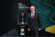 10 May 2023; Thomas Byrne T.D, Minister of State at the Department of Tourism, Culture, Arts, Gaeltacht, Sport and Media and at the Department of Education, with the FIFA Women’s World Cup trophy, part of the FIFA Women’s World Cup Trophy Tour in Dublin, at The Mansion House. The FIFA Women’s World Cup Trophy Tour began in February and is visiting all 32 of the tournament’s participating nations – more countries than ever before! The tour is ‘Going Beyond’ to inspire people of all ages to get excited about the FIFA Women’s World Cup Australia & New Zealand 2023. Photo by Stephen McCarthy/Sportsfile