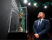 10 May 2023; Michael McGrath TD, Minister for Finance, with the FIFA Women’s World Cup trophy, part of the FIFA Women’s World Cup Trophy Tour in Dublin, at The Mansion House. The FIFA Women’s World Cup Trophy Tour began in February and is visiting all 32 of the tournament’s participating nations – more countries than ever before! The tour is ‘Going Beyond’ to inspire people of all ages to get excited about the FIFA Women’s World Cup Australia & New Zealand 2023. Photo by Stephen McCarthy/Sportsfile