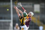 10 May 2023; Jeff Neary of Kilkenny in action against Cillian Byrne of Wexford during the oneills.com Leinster GAA Hurling U20 Championship Semi-Final match between Kilkenny and Wexford at UPMC Nowlan Park in Kilkenny. Photo by David Fitzgerald/Sportsfile