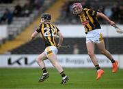 10 May 2023; Eoin O'Brien of Kilkenny, left, celebrates with Cillian Hackett after scoring their side's second goal during the oneills.com Leinster GAA Hurling U20 Championship Semi-Final match between Kilkenny and Wexford at UPMC Nowlan Park in Kilkenny. Photo by David Fitzgerald/Sportsfile