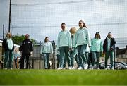 11 May 2023; Germany players inspect the pitch before the Women's U16 International Friendly match between Republic of Ireland and Germany at St Kevins FC in Dublin. Photo by Tyler Miller/Sportsfile