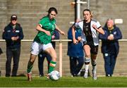 11 May 2023; Clodagh Daly of Republic of Ireland in action against Mia Rodach of Germany during the Women's U16 International Friendly match between Republic of Ireland and Germany at St Kevins FC in Dublin. Photo by Tyler Miller/Sportsfile