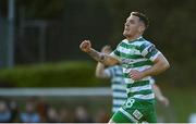 12 May 2023; Trevor Clarke of Shamrock Rovers celebrates after scoring his side's first goal during the SSE Airtricity Men's Premier Division match between UCD and Shamrock Rovers at the UCD Bowl in Dublin. Photo by Seb Daly/Sportsfile