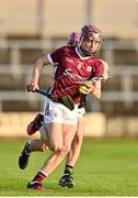 12 May 2023; Michael Burke of Galway in action against Michael Ahern of Kilkenny during the Electric Ireland Leinster GAA Hurling Minor Championship Final match between Kilkenny and Galway at Laois Hire O’Moore Park in Portlaoise, Laois. Photo by Stephen Marken/Sportsfile