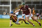 12 May 2023; Evan Murphy of Kilkenny in action against Aaron Niland of Galway during the Electric Ireland Leinster GAA Hurling Minor Championship Final match between Kilkenny and Galway at Laois Hire O’Moore Park in Portlaoise, Laois. Photo by Eóin Noonan/Sportsfile