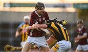 12 May 2023; Jason Rabitte of Galway in action against Mikey Stynes of Kilkenny during the Electric Ireland Leinster GAA Hurling Minor Championship Final match between Kilkenny and Galway at Laois Hire O’Moore Park in Portlaoise, Laois. Photo by Eóin Noonan/Sportsfile