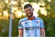 12 May 2023; Luke Heeney of Drogheda United reacts after a missed chance during the SSE Airtricity Men's Premier Division match between St Patrick's Athletic and Drogheda United at Richmond Park in Dublin. Photo by Piaras Ó Mídheach/Sportsfile
