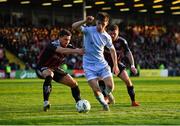 12 May 2023; Ollie O'Neill of Derry City in action against Krystian Nowak of Bohemians, left, and Adam McDonnell during the SSE Airtricity Men's Premier Division match between Bohemians and Derry City at Dalymount Park in Dublin. Photo by Tyler Miller/Sportsfile