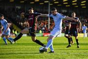 12 May 2023; Michael Duffy of Derry City in action against Krystian Nowak of Bohemians during the SSE Airtricity Men's Premier Division match between Bohemians and Derry City at Dalymount Park in Dublin. Photo by Tyler Miller/Sportsfile