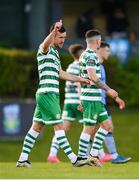 12 May 2023; Aaron Greene of Shamrock Rovers celebrates after scoring his side's second goal during the SSE Airtricity Men's Premier Division match between UCD and Shamrock Rovers at the UCD Bowl in Dublin. Photo by Seb Daly/Sportsfile