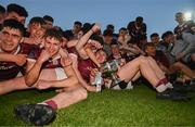 12 May 2023; Galway players celebrate with the cup after the Electric Ireland Leinster GAA Hurling Minor Championship Final match between Kilkenny and Galway at Laois Hire O’Moore Park, Portlaoise, Laois. Photo by Eóin Noonan/Sportsfile