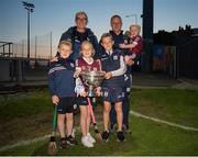 12 May 2023; Galway manager Fergal Healy with his wife Karen and children, from left, Finn, 6, Tess, 8, Rowan, 9, and Conn, 2, after the Electric Ireland Leinster GAA Hurling Minor Championship Final match between Kilkenny and Galway at Laois Hire O’Moore Park in Portlaoise, Laois. Photo by Stephen Marken/Sportsfile