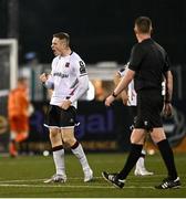 12 May 2023; Cameron Elliott of Dundalk celebrates after scoring his side's first goal during the SSE Airtricity Men's Premier Division match between Dundalk and Cork City at Oriel Park in Dundalk, Louth. Photo by Ramsey Cardy/Sportsfile