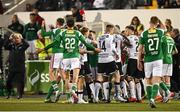 12 May 2023; Referee Damien MacGraith shows a red card to Cian Coleman of Cork City, not pictured, during the SSE Airtricity Men's Premier Division match between Dundalk and Cork City at Oriel Park in Dundalk, Louth. Photo by Ramsey Cardy/Sportsfile