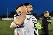 12 May 2023; Patrick Hoban, left, and Darragh Leahy of Dundalk celebrate after the SSE Airtricity Men's Premier Division match between Dundalk and Cork City at Oriel Park in Dundalk, Louth. Photo by Ramsey Cardy/Sportsfile