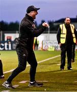12 May 2023; Dundalk head coach Stephen O'Donnell celebrates at the final whistle of the SSE Airtricity Men's Premier Division match between Dundalk and Cork City at Oriel Park in Dundalk, Louth. Photo by Ramsey Cardy/Sportsfile