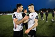 12 May 2023; Patrick Hoban, left, and Darragh Leahy of Dundalk celebrate after the SSE Airtricity Men's Premier Division match between Dundalk and Cork City at Oriel Park in Dundalk, Louth. Photo by Ramsey Cardy/Sportsfile
