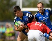 13 May 2023; Robbie Vallejo of Leinster is tackled by Willie Walsh of Munster during the Interprovincial Juniors match between Leinster and Munster at Waterford City RFC in Waterford. Photo by Matt Browne/Sportsfile
