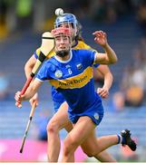 13 May 2023; Karen Kennedy of Tipperary is tackled by Aine O'Loughlin of Clare during the Munster Senior Camogie Championship Final between Clare and Tipperary at FBD Semple Stadium in Thurles, Tipperary. Photo by Ray McManus/Sportsfile