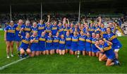 13 May 2023; The Tipperary players celebrates with the cup after the Munster Senior Camogie Championship Final between Clare and Tipperary at FBD Semple Stadium in Thurles, Tipperary. Photo by Ray McManus/Sportsfile