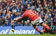 13 May 2023; Dave Kearney of Leinster is tackled by Antoine Frisch of Munster during the United Rugby Championship Semi-Final match between Leinster and Munster at the Aviva Stadium in Dublin. Photo by Harry Murphy/Sportsfile