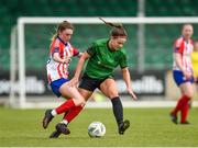 13 May 2023; Becky Watkins of Peamount United in action against Ciara Griffin of Treaty United during the SSE Airtricity Women's Premier Division match between Treaty United and Peamount United at Markets Field in Limerick. Photo by Tom Beary/Sportsfile