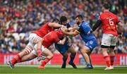 13 May 2023; Charlie Ngatai of Leinster is tackled by John Hodnett and Jean Kleyn of Munster during the United Rugby Championship Semi-Final match between Leinster and Munster at the Aviva Stadium in Dublin. Photo by Brendan Moran/Sportsfile