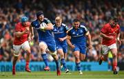 13 May 2023; Ryan Baird of Leinster makes a break during the United Rugby Championship Semi-Final match between Leinster and Munster at the Aviva Stadium in Dublin. Photo by Harry Murphy/Sportsfile
