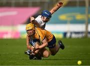 13 May 2023; Mark Rodgers of Clare is tackled by Conor Prunty of Waterford during the Munster GAA Hurling Senior Championship Round 3 match between Waterford and Clare at FBD Semple Stadium in Thurles, Tipperary. Photo by Eóin Noonan/Sportsfile
