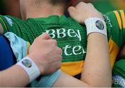 13 May 2023; A detailed view of wristband worn by Donegal players during the Ulster GAA Minor Football Championship Quarter-Final match between Cavan and Donegal at Kingspan Breffni in Cavan. Photo by Stephen McCarthy/Sportsfile