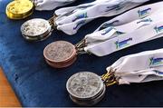 14 May 2023; A general view of medals during the Community Games Swimming Finals 2023 at Lough Lanagh Swimming Complex in Castlebar, Mayo, which had over 800 children participating. Photo by Piaras Ó Mídheach/Sportsfile