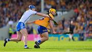 13 May 2023; Mark Rodgers of Clare is tackled by Conor Prunty of Waterford during the Munster GAA Hurling Senior Championship Round 3 match between Waterford and Clare at FBD Semple Stadium in Thurles, Tipperary. Photo by Ray McManus/Sportsfile