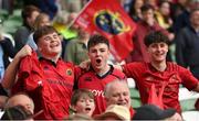 13 May 2023; Munster supporters celebrate after their side's victory in the United Rugby Championship Semi-Final match between Leinster and Munster at the Aviva Stadium in Dublin. Photo by Seb Daly/Sportsfile