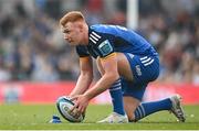 13 May 2023; Ciarán Frawley of Leinster lines up a kick during the United Rugby Championship Semi-Final match between Leinster and Munster at the Aviva Stadium in Dublin. Photo by Harry Murphy/Sportsfile