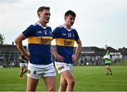 13 May 2023; Colm O'Shaughnessy of Tipperary, left, and Rory Collins after their side's defeat in the Tailteann Cup Group 2 Round 1 match between Meath and Tipperary at Páirc Tailteann in Navan, Meath. Photo by Tyler Miller/Sportsfile