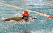 14 May 2023; Riya George of Castleblayney in Monaghan competes in the butterfly U14 & O12 girls event during the Community Games Swimming Finals 2023 at Lough Lanagh Swimming Complex in Castlebar, Mayo, which had over 800 children participating. Photo by Piaras Ó Mídheach/Sportsfile