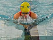 14 May 2023; Emily Quinn of Kilronan in Roscommon competes in the breaststroke U14 & O12 girls event during the Community Games Swimming Finals 2023 at Lough Lanagh Swimming Complex in Castlebar, Mayo, which had over 800 children participating. Photo by Piaras Ó Mídheach/Sportsfile