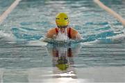 14 May 2023; Emily Quinn of Kilronan in Roscommon competes in the breaststroke U14 & O12 girls event during the Community Games Swimming Finals 2023 at Lough Lanagh Swimming Complex in Castlebar, Mayo, which had over 800 children participating. Photo by Piaras Ó Mídheach/Sportsfile
