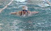 14 May 2023; Eva Harte of Claremorris in Mayo competes in the butterfly U14 & O12 girls event during the Community Games Swimming Finals 2023 at Lough Lanagh Swimming Complex in Castlebar, Mayo, which had over 800 children participating. Photo by Piaras Ó Mídheach/Sportsfile