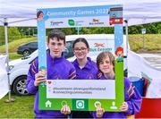 14 May 2023; Luke Ryan and Emily Ryan, from Bree, and Lochlann Daniels from Clongeen, all Wexford, at the Community Games Swimming Finals 2023 at Lough Lanagh Swimming Complex in Castlebar, Mayo, which had over 800 children participating. Photo by Piaras Ó Mídheach/Sportsfile