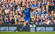 13 May 2023; Ciarán Frawley of Leinster attempts to kick a conversion during the United Rugby Championship Semi-Final match between Leinster and Munster at the Aviva Stadium in Dublin. Photo by Seb Daly/Sportsfile