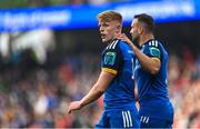 13 May 2023; Tommy O'Brien, left, and Dave Kearney of Leinster during the United Rugby Championship Semi-Final match between Leinster and Munster at the Aviva Stadium in Dublin. Photo by Seb Daly/Sportsfile