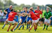 13 May 2023; Jake McDonald of Leinster in action against Munster during the Interprovincial Juniors match between Leinster and Munster at Waterford City RFC in Waterford. Photo by Matt Browne/Sportsfile