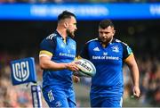 13 May 2023; Rónan Kelleher and Michael Milne of Leinster during the United Rugby Championship Semi-Final match between Leinster and Munster at the Aviva Stadium in Dublin. Photo by Harry Murphy/Sportsfile